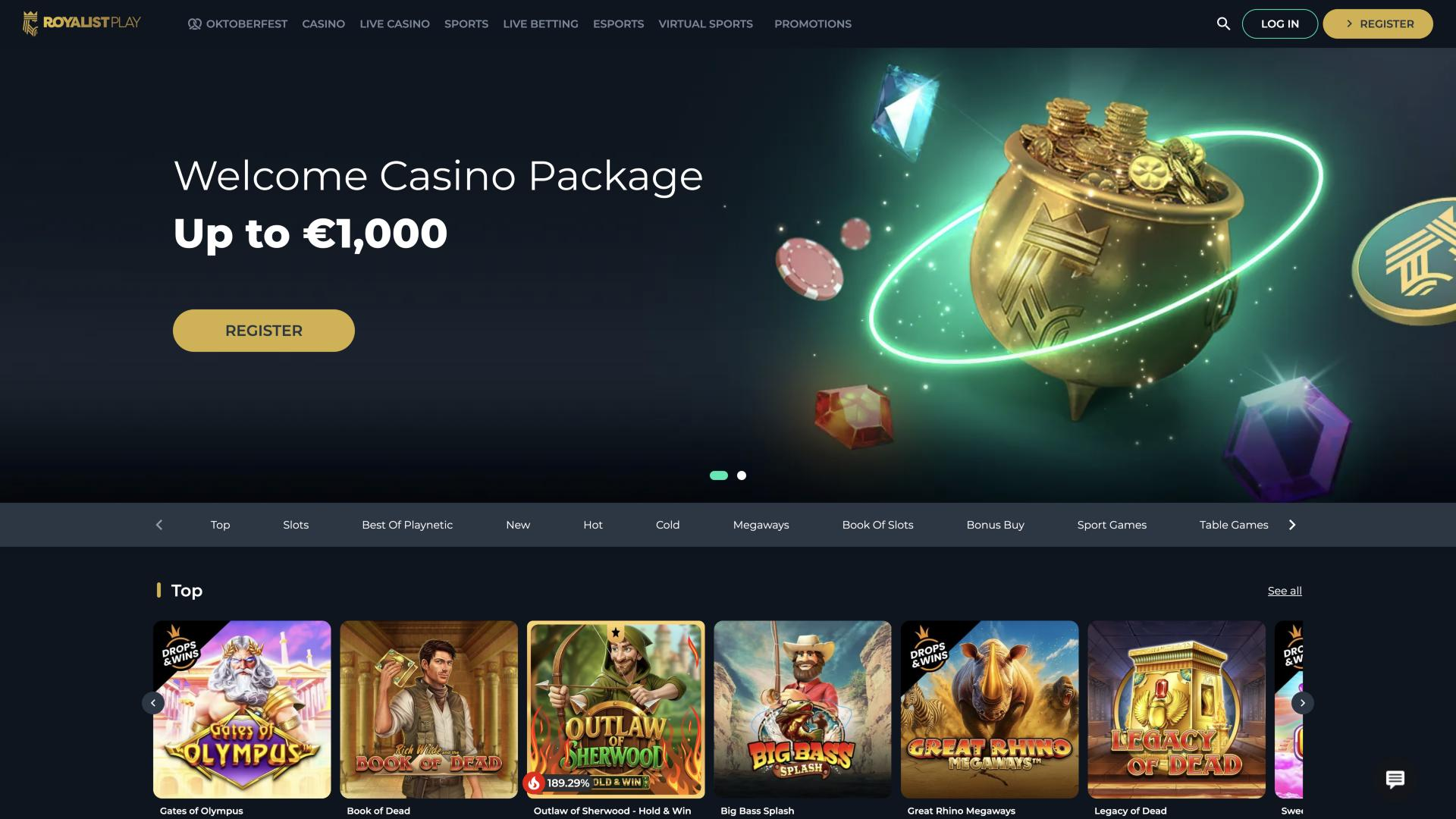 Screenshot of the Royalistplay website